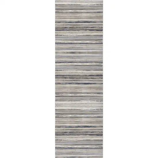 8' Blue Striped Runner Rug Photo 1