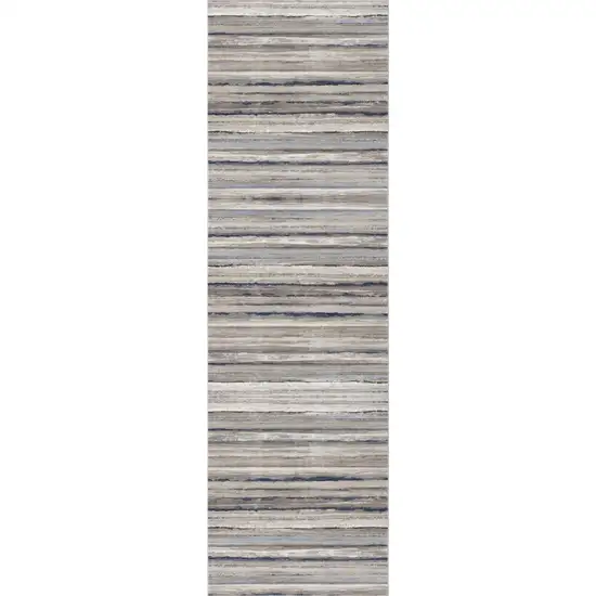 8' Blue Striped Runner Rug Photo 2