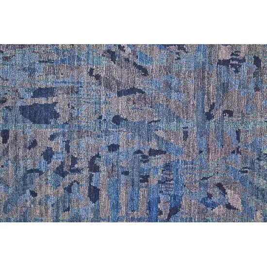 8' Blue Tan and Gray Abstract Power Loom Washable Runner Rug Photo 8