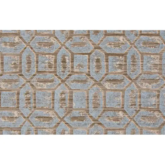 8' Blue Taupe And Ivory Floral Distressed Stain Resistant Runner Rug Photo 4