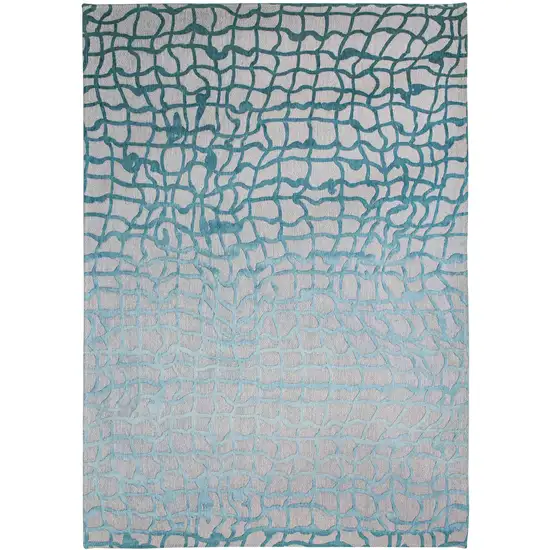 10' Blue and Gray Abstract Non Skid Area Rug Photo 2