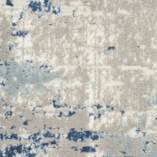 8' Blue and Gray Abstract Power Loom Runner Rug Photo 7