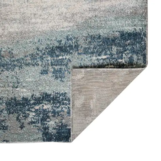 8' Blue and Gray Abstract Power Loom Runner Rug Photo 4