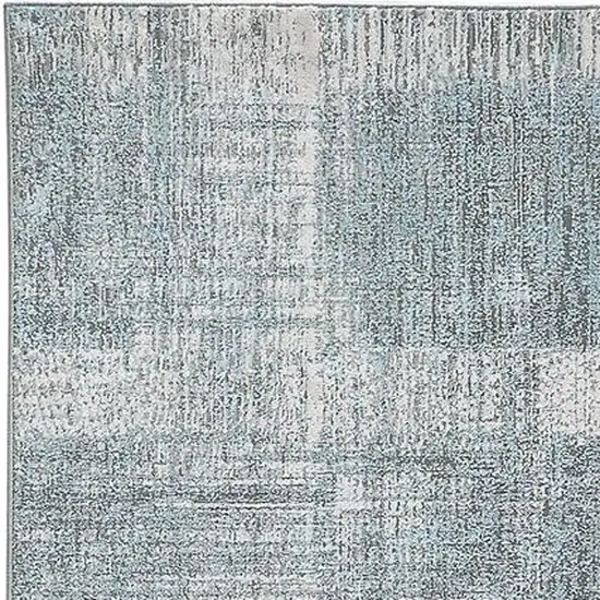 8' Blue and Gray Abstract Power Loom Runner Rug Photo 5