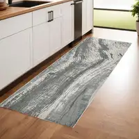 Photo of 8' Blue and Gray Abstract Power Loom Runner Rug