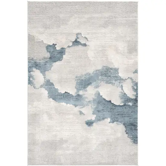 10' Blue and Gray Abstract Washable Non Skid Area Rug Photo 2