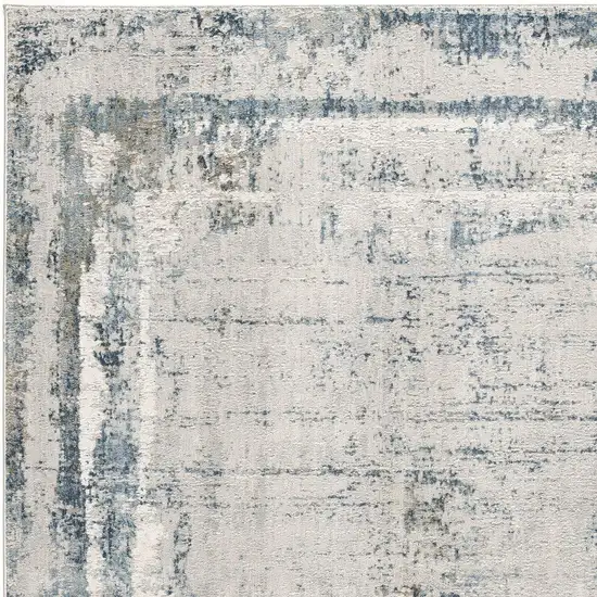 13' Blue and Gray Abstract Washable Non Skid Area Rug Photo 8