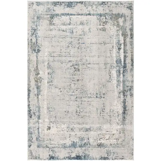 13' Blue and Gray Abstract Washable Non Skid Area Rug Photo 9