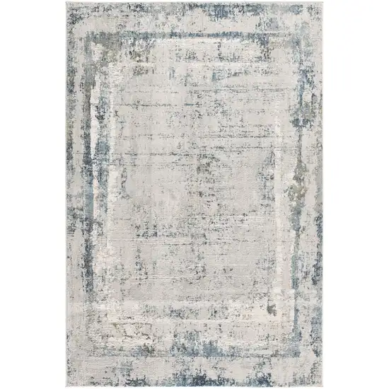 15' Blue and Gray Abstract Washable Non Skid Area Rug Photo 2