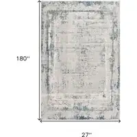 Photo of 15' Blue and Gray Abstract Washable Non Skid Area Rug