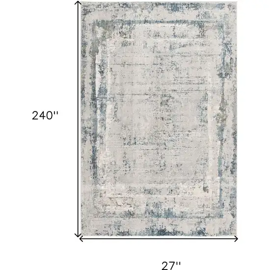 20' Blue and Gray Abstract Washable Non Skid Area Rug Photo 8