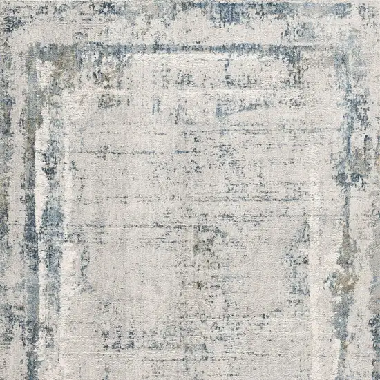 8' Blue and Gray Abstract Washable Non Skid Area Rug Photo 9