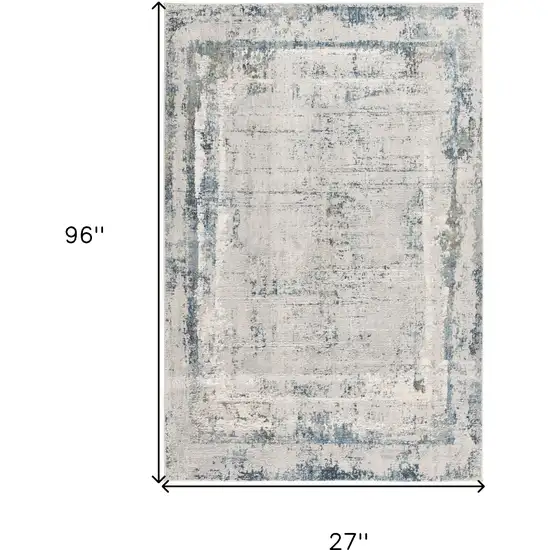 8' Blue and Gray Abstract Washable Non Skid Area Rug Photo 4