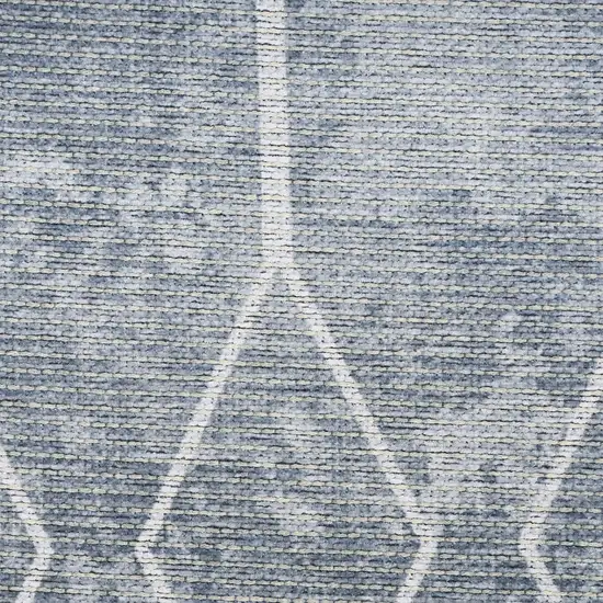 8' Blue and Gray Geometric Power Loom Washable Runner Rug Photo 3