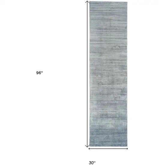 8' Blue and Gray Ombre Hand Woven Runner Rug Photo 4