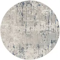 Photo of 4' Blue and Gray Round Abstract Power Loom Area Rug