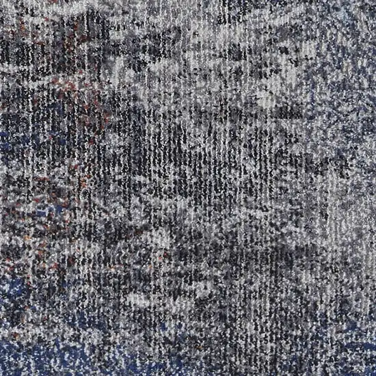 10' Blue and Ivory Abstract Power Loom Distressed Runner Rug Photo 5