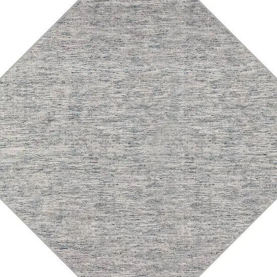 4' Blue and Ivory Octagon Wool Hand Loomed Area Rug Photo 2