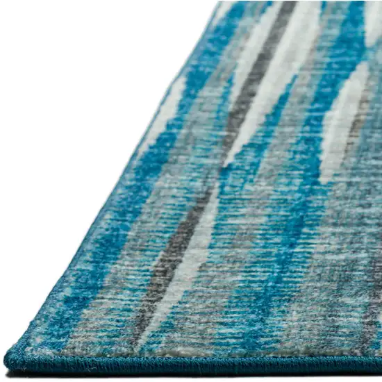 12' Blue and Ivory Ombre Hand Tufted Runner Rug Photo 6