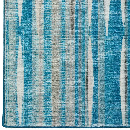 12' Blue and Ivory Ombre Hand Tufted Runner Rug Photo 2