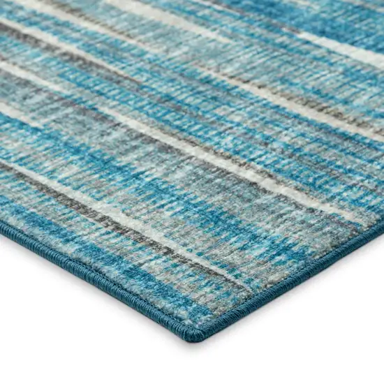 12' Blue and Ivory Ombre Hand Tufted Runner Rug Photo 7