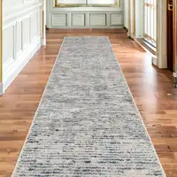 Photo of 20' Blue and Ivory Wool Hand Loomed Runner Rug