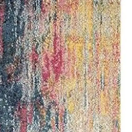 14' Blue and Orange Abstract Non Skid Runner Rug Photo 8