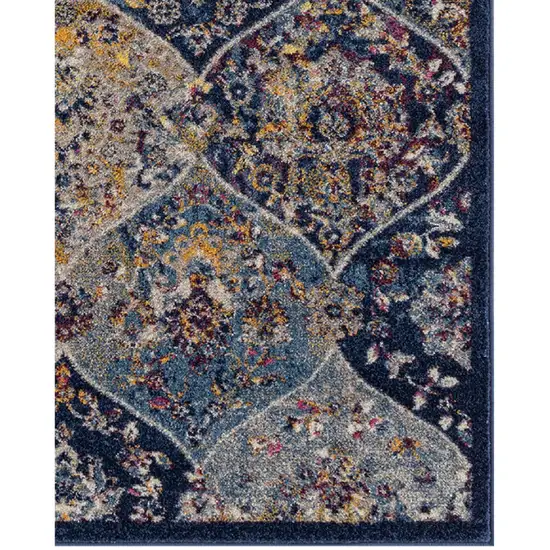 6' Blue and Orange Moroccan Power Loom Runner Rug Photo 3