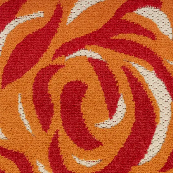 8' Blue and Orange Round Floral Power Loom Area Rug Photo 4