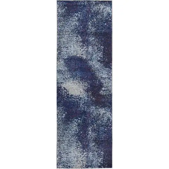 8' Blue and Purple Abstract Power Loom Runner Rug Photo 4