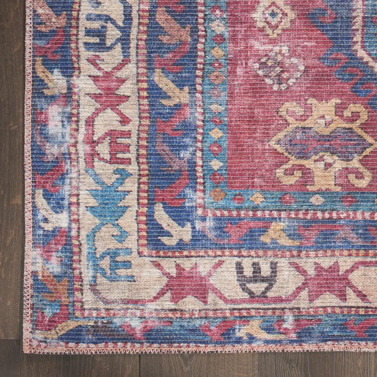 10' Floral Power Loom Distressed Washable Runner Rug Photo 3