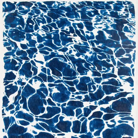 10' Blue and White Abstract Non Skid Area Rug Photo 6