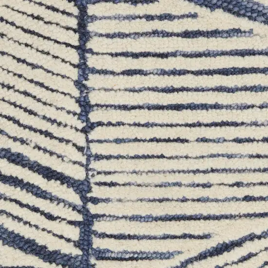 8' Blue and White Wool Abstract Runner Rug Photo 9