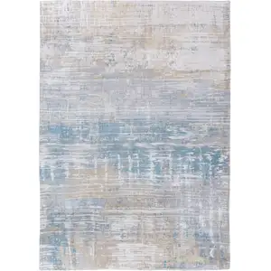 Photo of 10' Blue and Yellow Abstract Non Skid Area Rug