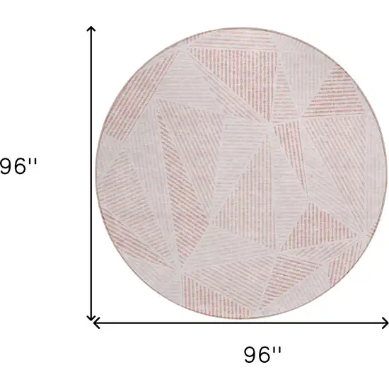 8' Blush And Pink Round Geometric Washable Indoor Outdoor Area Rug Photo 3