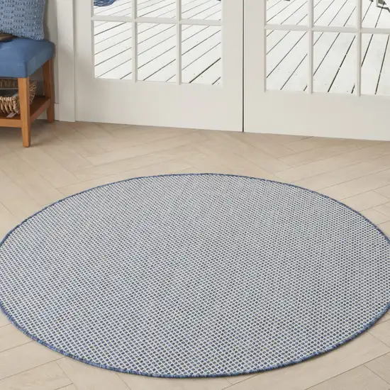 5' Bone Round Geometric Power Loom Area Rug Photo 5