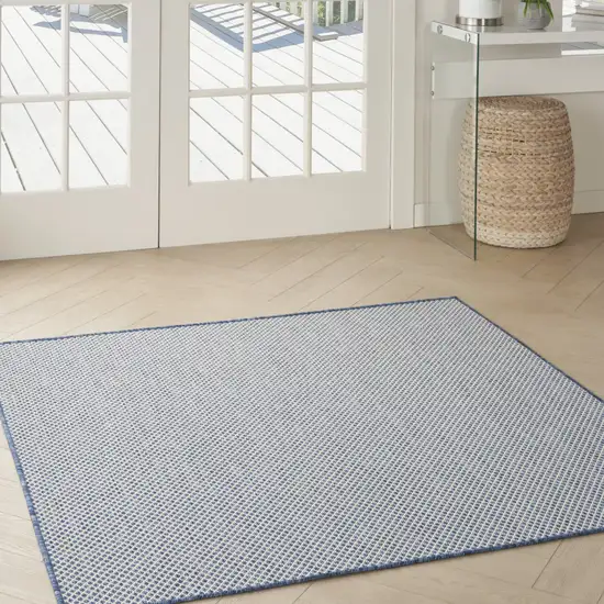 4' Bone Square Geometric Power Loom Area Rug Photo 9