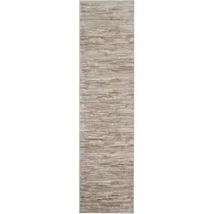 Photo of 12' Brown Abstract Power Loom Runner Rug