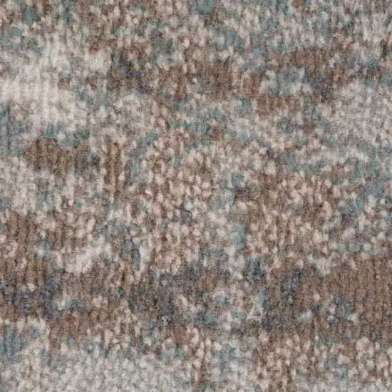 10' Brown Abstract Power Loom Runner Rug Photo 7