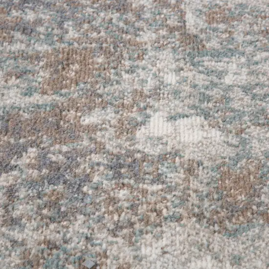 10' Brown Abstract Power Loom Runner Rug Photo 9