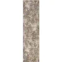 Photo of 10' Brown Abstract Power Loom Runner Rug