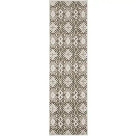 8' Brown And Beige Tribal Runner Rug Photo 2