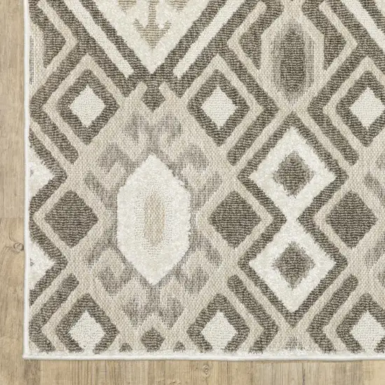 8' Brown And Beige Tribal Runner Rug Photo 5