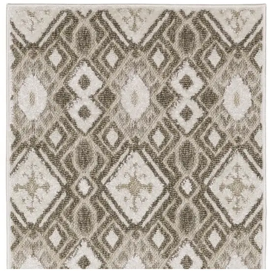 8' Brown And Beige Tribal Runner Rug Photo 4