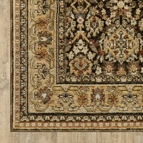 8' Brown And Gold Oriental Runner Rug Photo 5