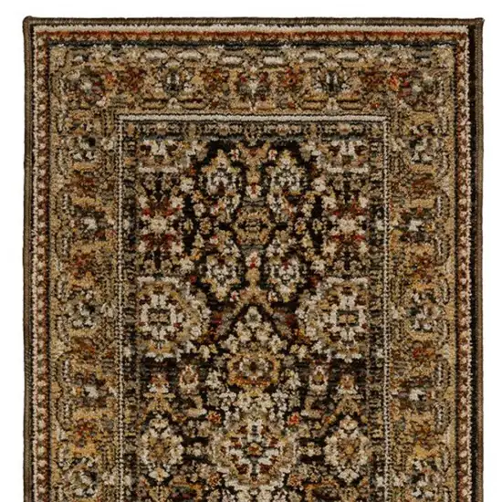 8' Brown And Gold Oriental Runner Rug Photo 7