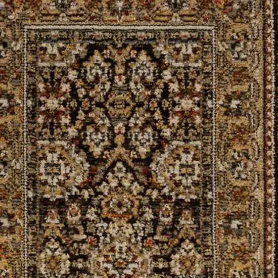 8' Brown And Gold Oriental Runner Rug Photo 6