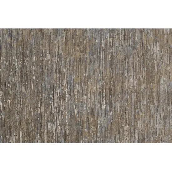 8' Brown And Gray Wool Abstract Hand Knotted Runner Rug Photo 4