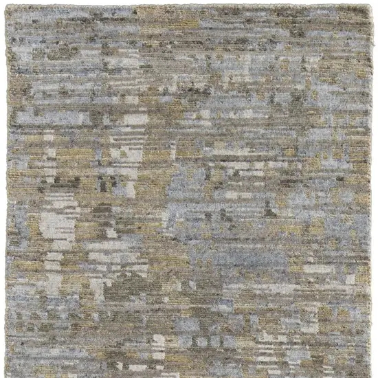 8' Brown And Gray Wool Abstract Hand Knotted Runner Rug Photo 4