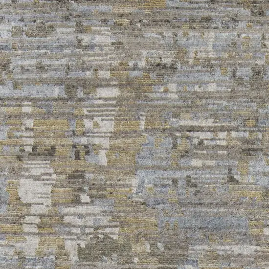 8' Brown And Gray Wool Abstract Hand Knotted Runner Rug Photo 3